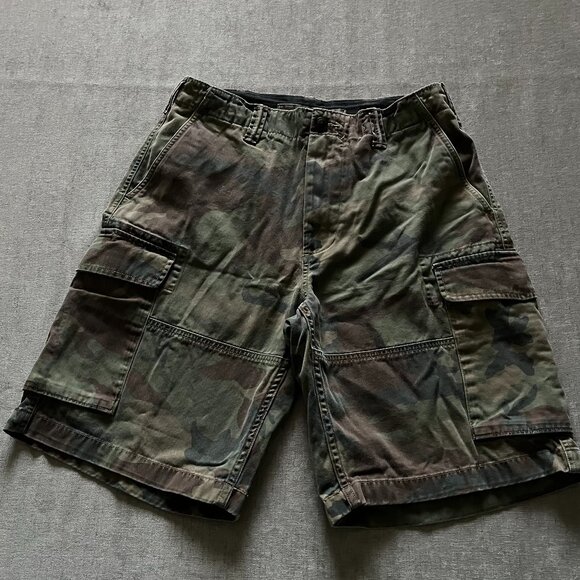 Polo Ralph Lauren Cargo Shorts Men Size 29 Green Camo Relaxed Fit 10" Inseam - Picture 1 of 10
